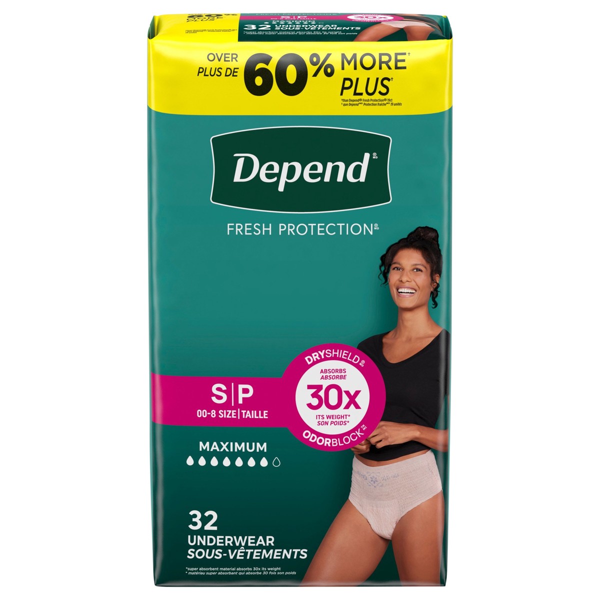 slide 1 of 5, Depend Fresh Protection Adult Incontinence & Postpartum Bladder Leak Underwear for Women, Disposable, Maximum, Small, Blush, 32 Count, 32 ct