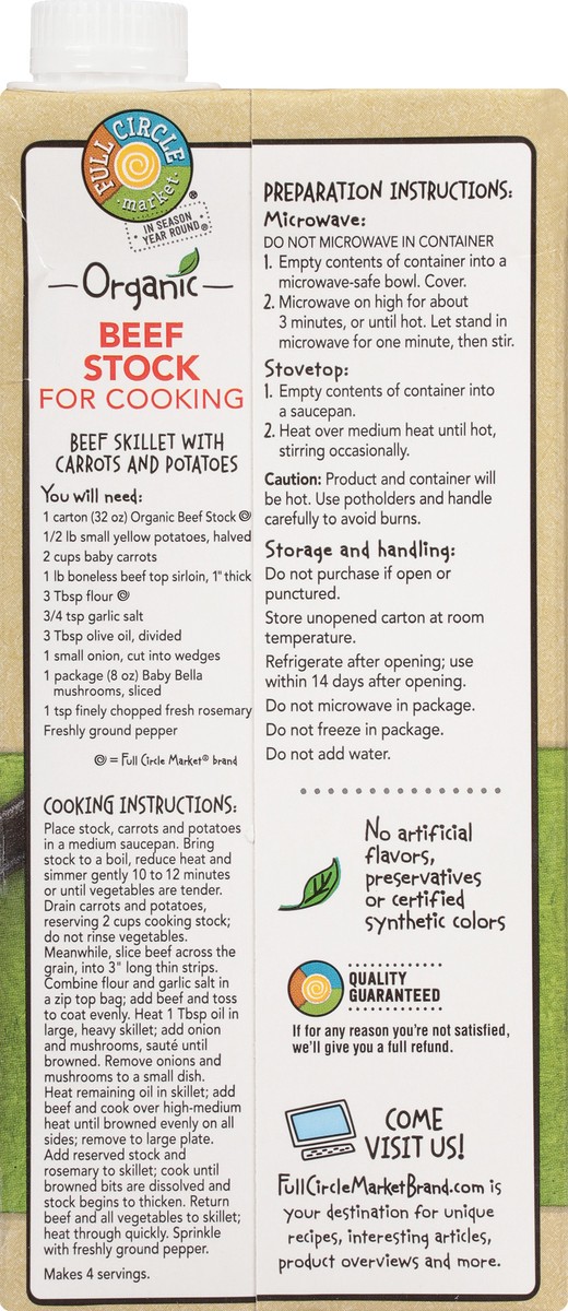 slide 7 of 9, Full Circle Market Organic Beef Stock for Cooking 32 oz, 32 oz