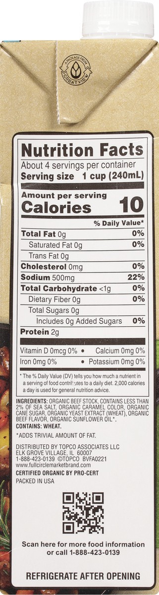 slide 5 of 9, Full Circle Market Organic Beef Stock for Cooking 32 oz, 32 oz