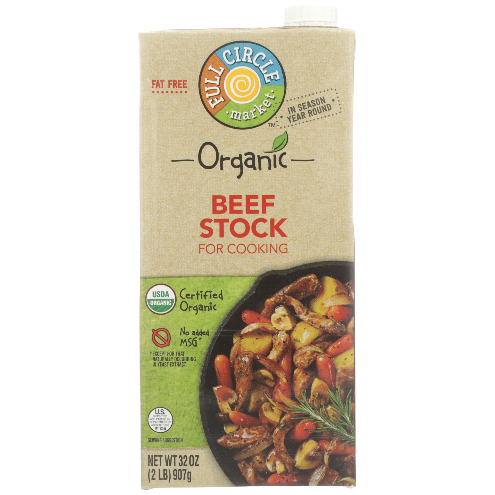 slide 1 of 6, Full Circle Market Organic Beef Flavored Fat Free Cooking Stock, 32 fl oz