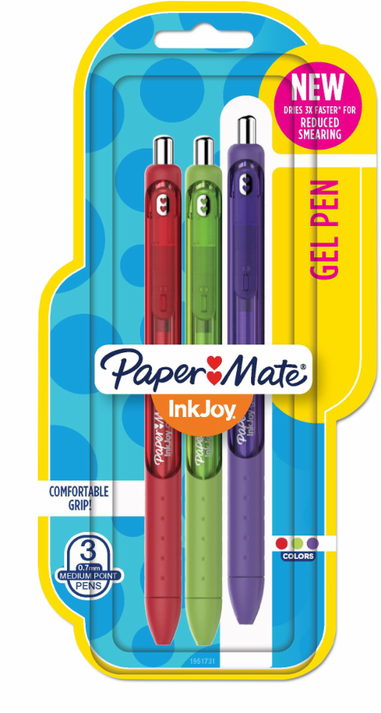 slide 1 of 1, Paper Mate Ink Joy 0.7 mm Medium Point Gel Pens, 3 ct
