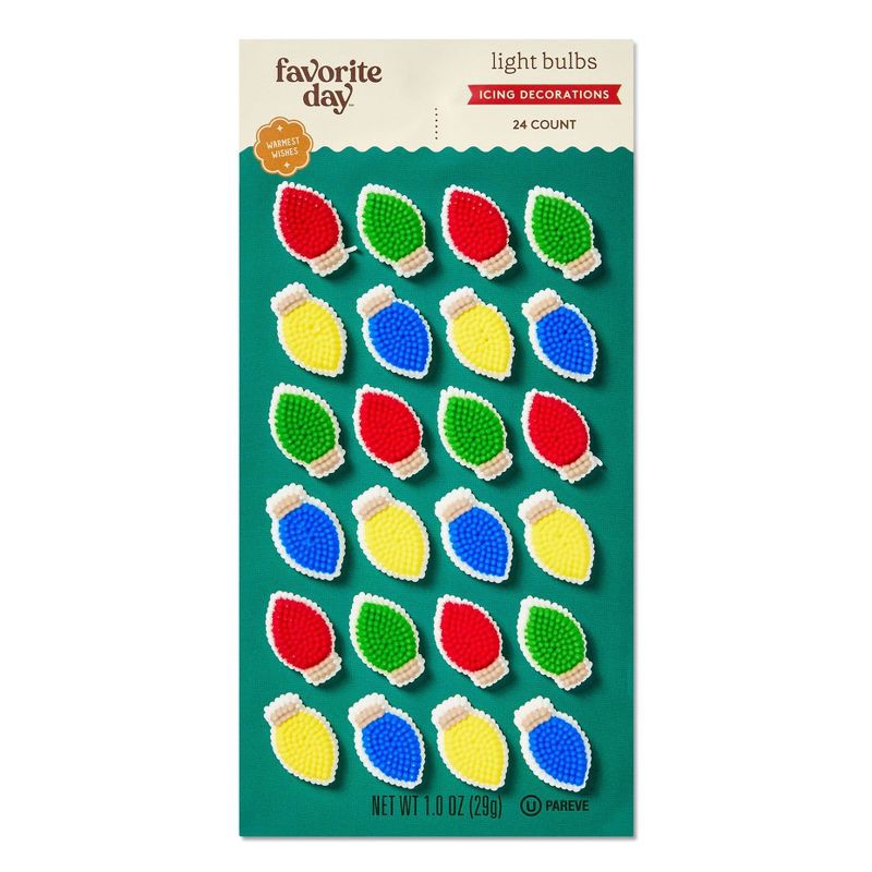 slide 1 of 3, Holiday Light Bulbs Icing Decorations - 24ct/1.1oz - Favorite Day™, 24 ct; 1.1 oz