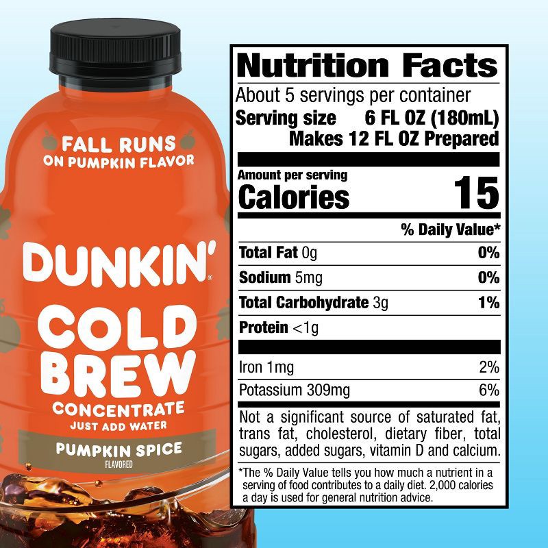 slide 5 of 6, Dunkin' Donuts Dunkin' Pumpkin Spice Flavored Cold Brew Coffee Concentrate - 31oz, 31 oz