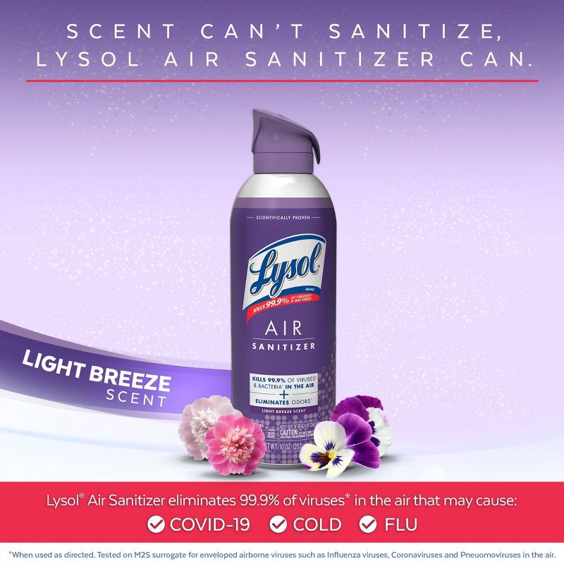 slide 3 of 6, Lysol Light Breeze Air Sanitizing Spray - 10oz, 10 oz