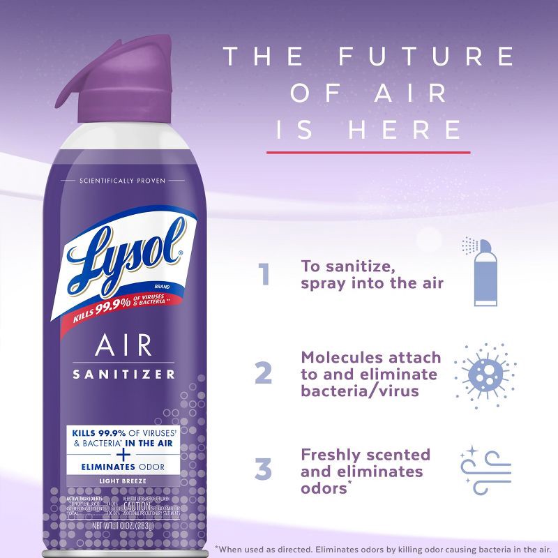 slide 5 of 6, Lysol Light Breeze Air Sanitizing Spray - 10oz, 10 oz