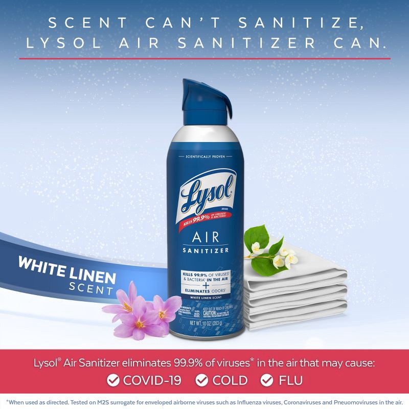 slide 3 of 6, Lysol Air Sanitizing Spray - White Linen - 10oz, 10 oz