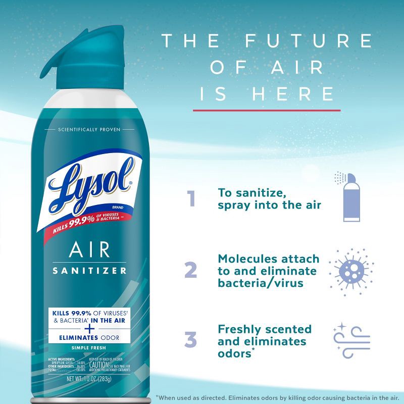 slide 5 of 6, Lysol Simple Fresh Air Sanitizer Spray - 10oz, 10 oz