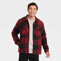 Men's Plaid Woven Shirt Jacket - Goodfellow & Co Red L
