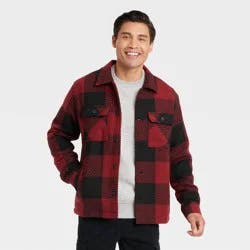 Men's Plaid Woven Shirt Jacket - Goodfellow & Co Red L