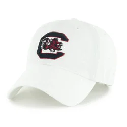 NCAA South Carolina Gamecocks White Clean Up Hat: Cotton Adjustable Baseball Cap