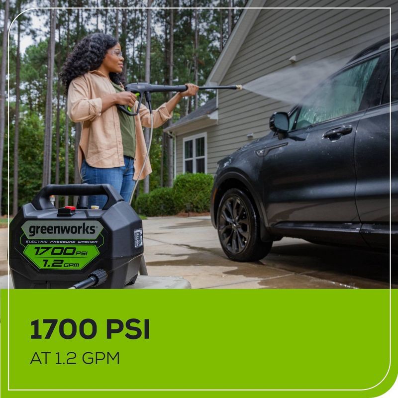 slide 3 of 11, Greenworks 1700 PSI Corded Electric Pressure Washer, 1 ct