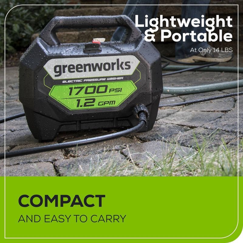 slide 7 of 11, Greenworks 1700 PSI Corded Electric Pressure Washer, 1 ct