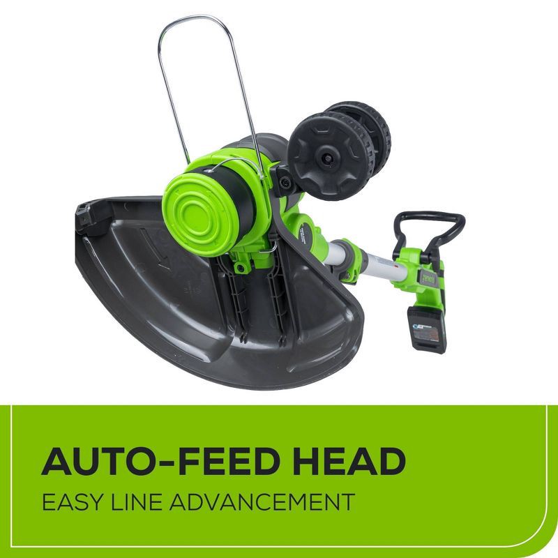 slide 7 of 10, Greenworks POWERALL 24V Cordless 12" String Trimmer with 2.0Ah Battery and Charger, 1 ct