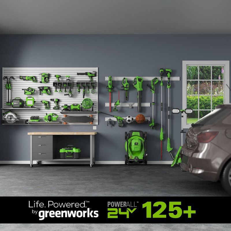 slide 10 of 10, Greenworks POWERALL 24V Cordless 12" String Trimmer with 2.0Ah Battery and Charger, 1 ct