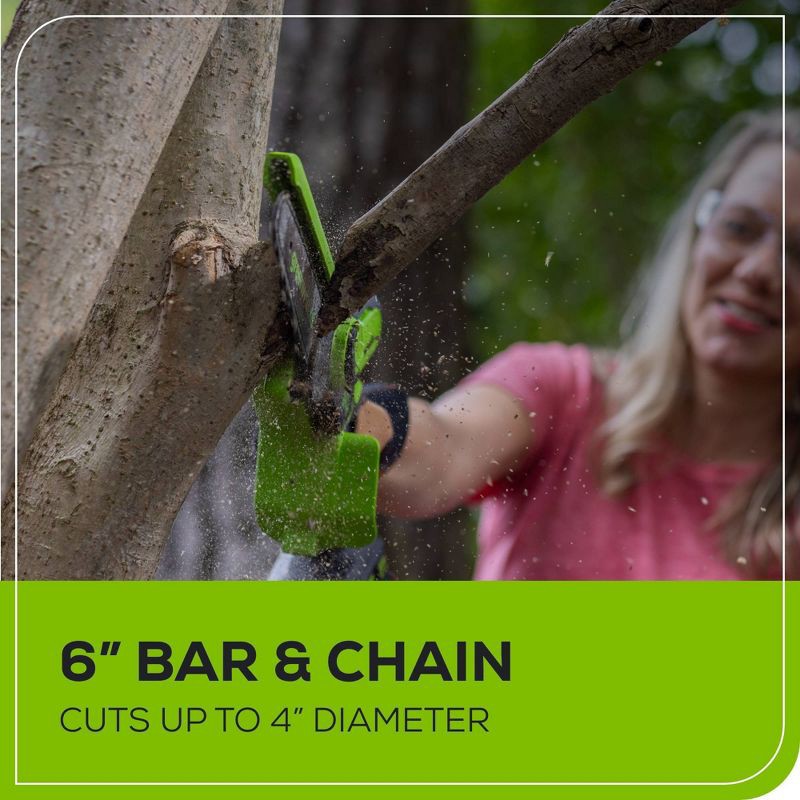 slide 4 of 11, Greenworks POWERALL 24V Cordless Brushless 6" Pruner Saw with 2.0Ah Battery and Charger, 1 ct