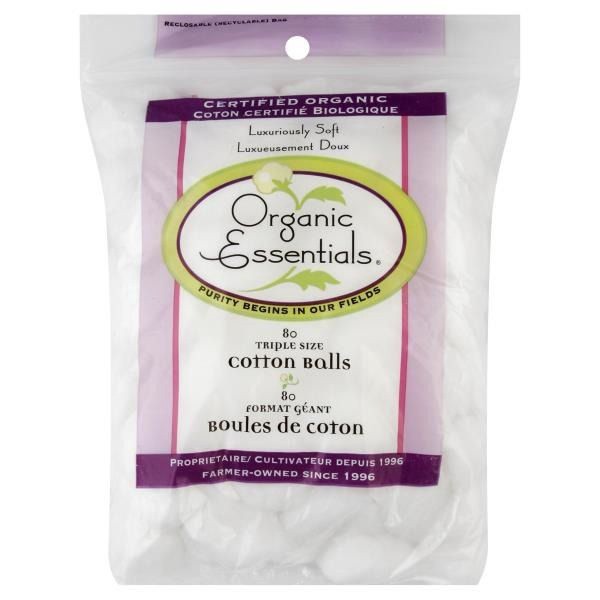 slide 1 of 1, Swisspers Organic Essentials Triple Size Cotton Balls, 80 ct