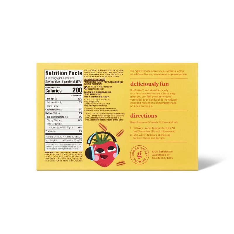 slide 2 of 5, Frozen Sunbutter No Crust Sandwich Strawberry - 4ct - Good & Gather™, 4 ct