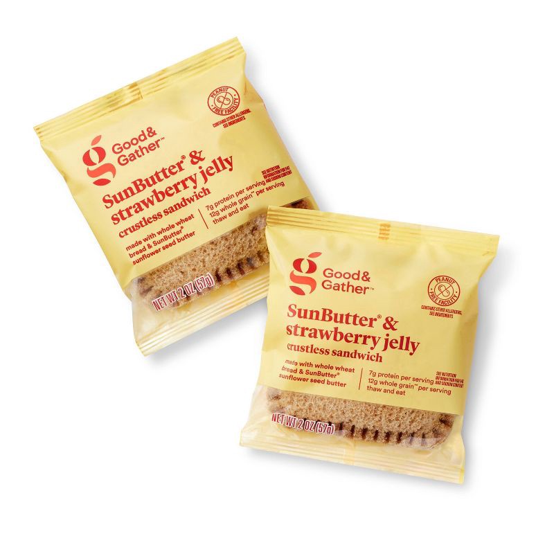 slide 3 of 5, Frozen Sunbutter No Crust Sandwich Strawberry - 4ct - Good & Gather™, 4 ct
