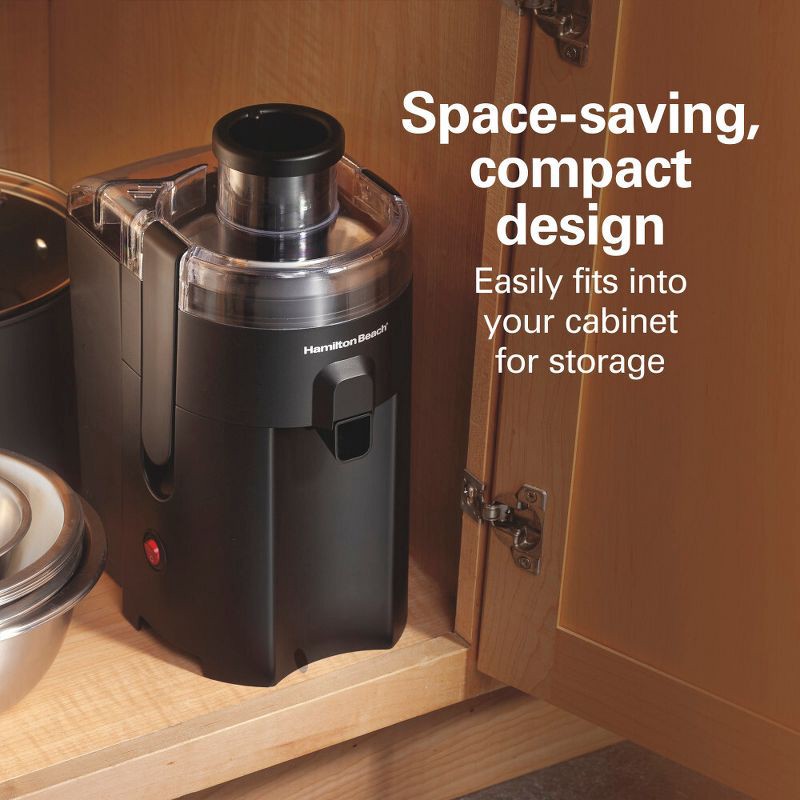 slide 4 of 11, Hamilton Beach HealthSmart Compact Juice Extractor - 67500: 400W Juicer Machine, Dishwasher-Safe, 1-Speed, Black, 1 ct