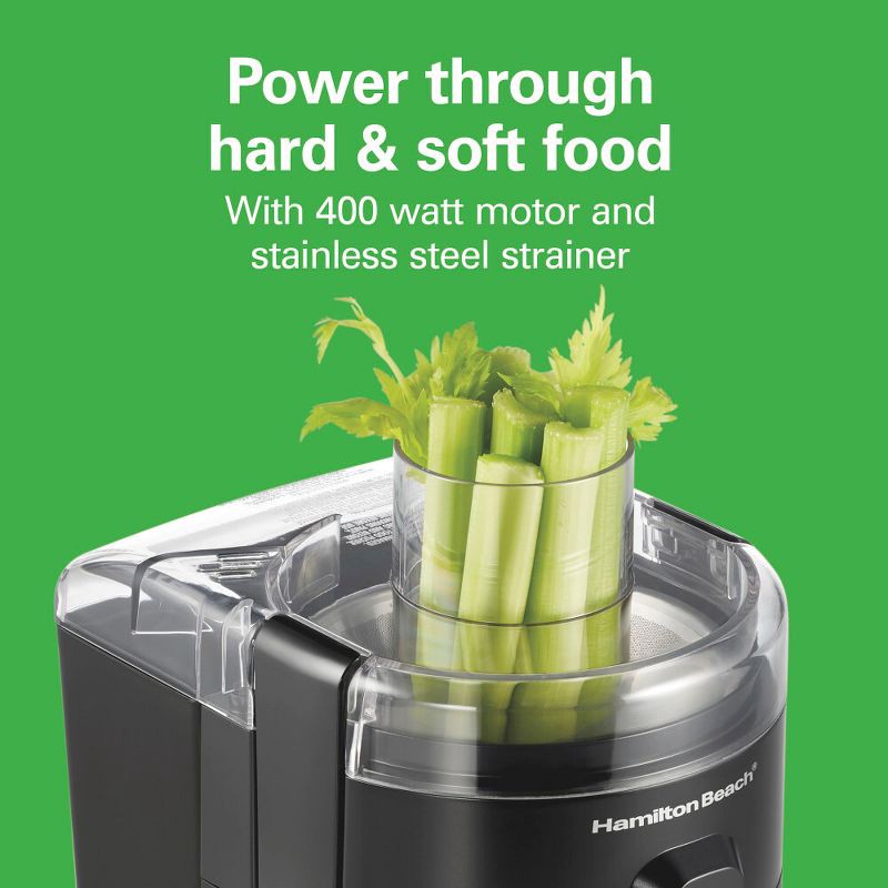 slide 5 of 11, Hamilton Beach HealthSmart Compact Juice Extractor - 67500: 400W Juicer Machine, Dishwasher-Safe, 1-Speed, Black, 1 ct