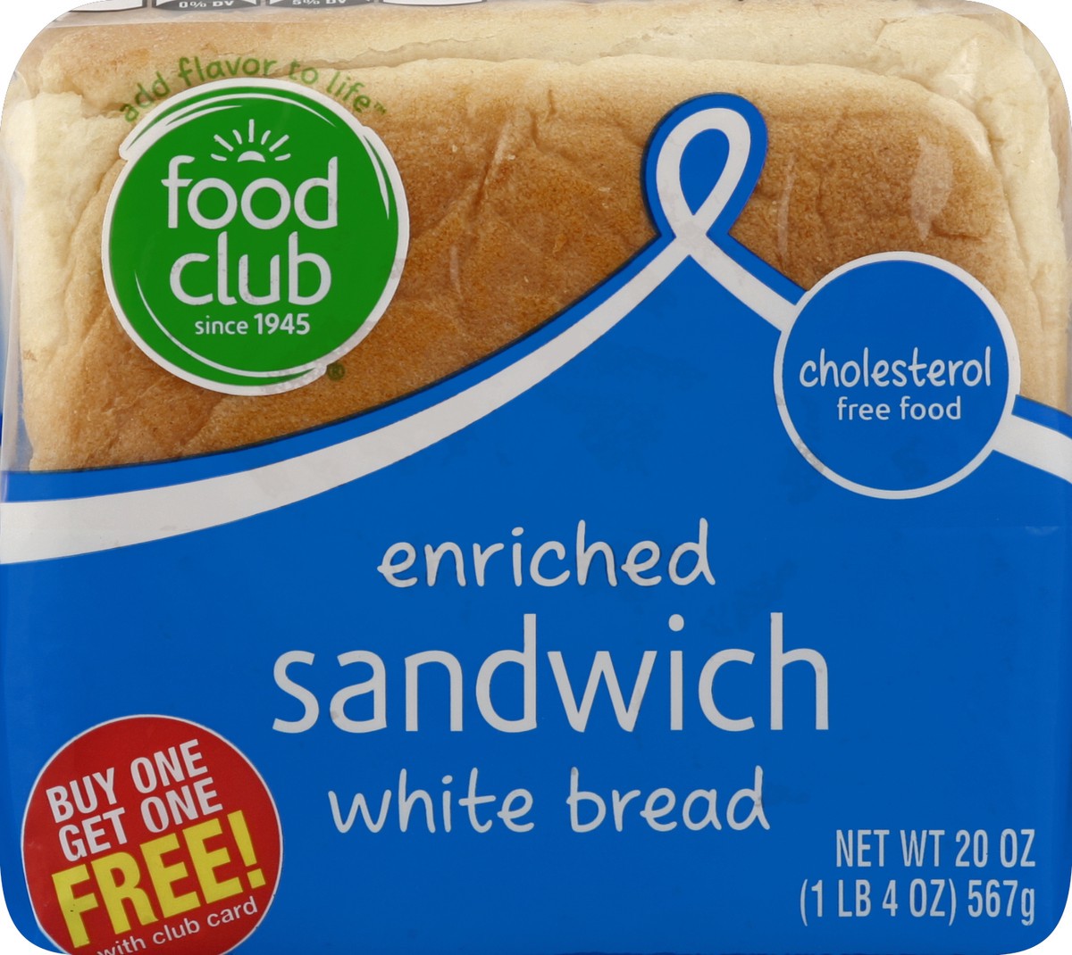 slide 5 of 6, Food Club Bread, White, Enriched, 20 oz