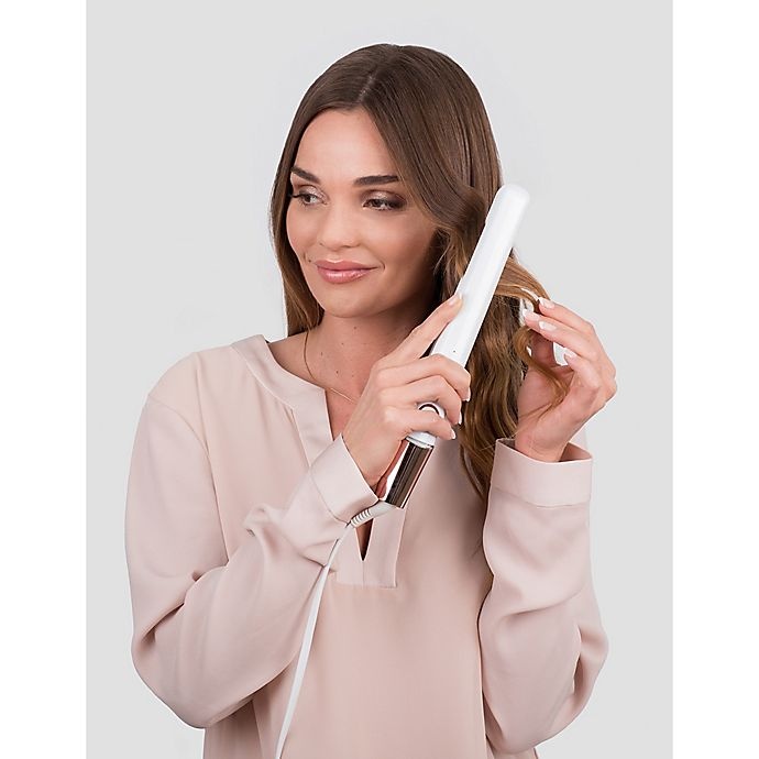 slide 6 of 8, T3 SinglePass Luxe Ionic Straightening & Styling Flat Iron - White/Rose Gold, 1 in