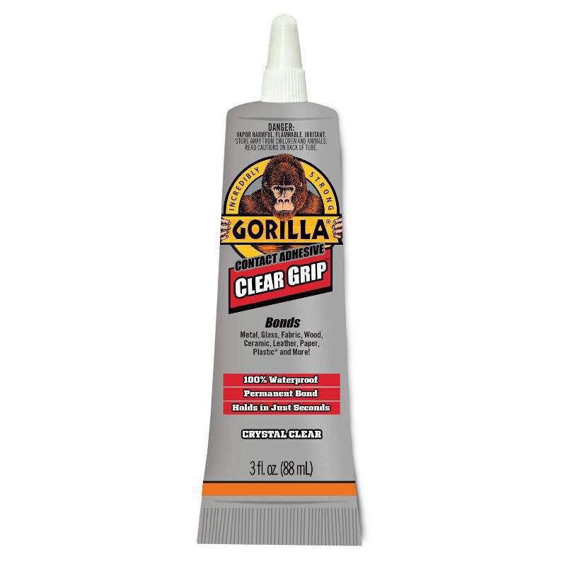 slide 2 of 3, Gorilla 3 fl oz Tube Clear Grip Contact Adhesive, 1 ct