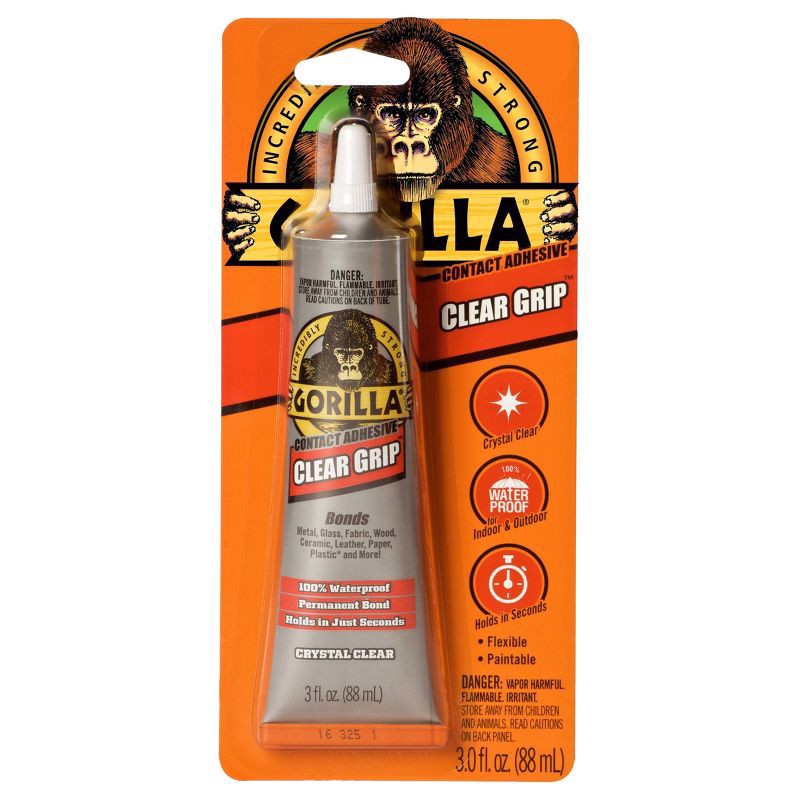 slide 1 of 3, Gorilla 3 fl oz Tube Clear Grip Contact Adhesive, 1 ct