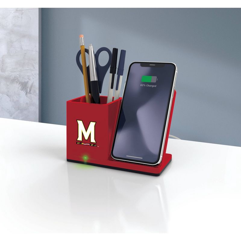 slide 3 of 3, NCAA Maryland Terrapins Wireless Charging Pen Holder: ABS Device Holder, No Mounting, 1 ct