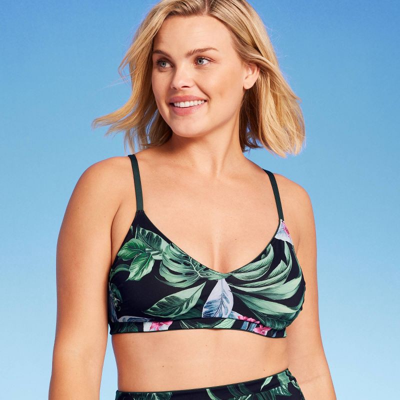 Women's Tropical Print Reversible Bralette Bikini Top - Kona Sol™ Multi XS