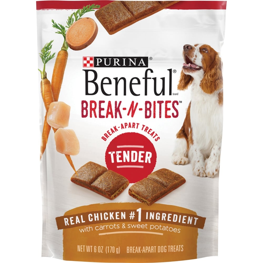 slide 1 of 1, Purina Beneful Break-n-bites Tender Real Chicken With Carrots & Sweet Potatoes, 6 oz