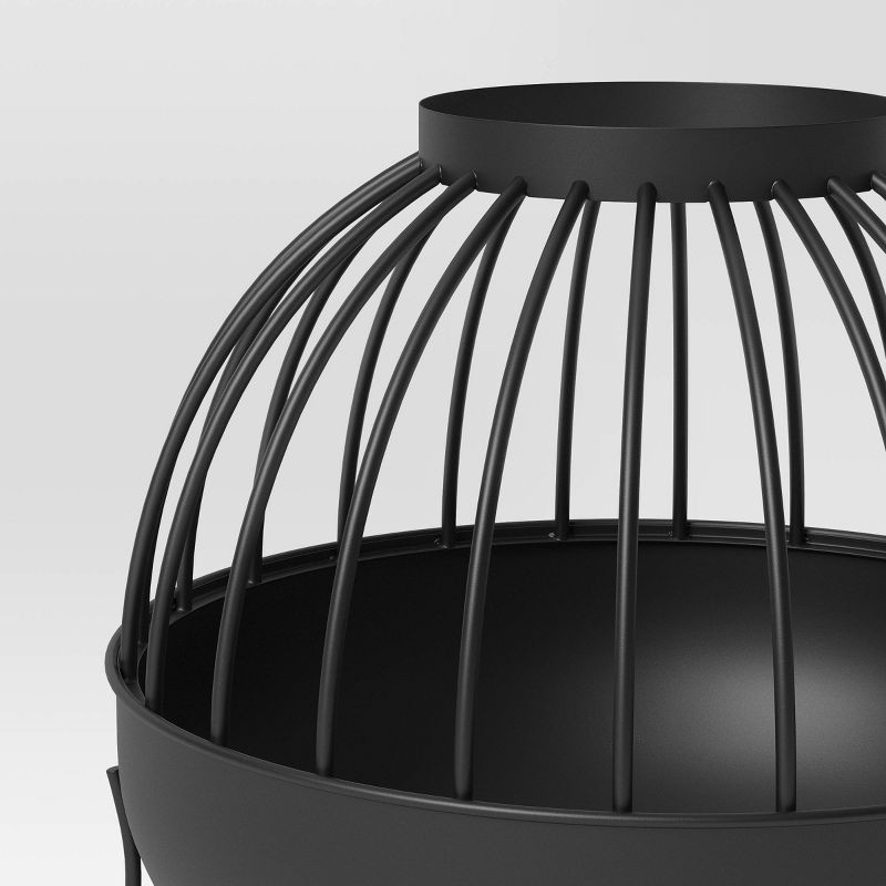 slide 4 of 4, Wood Burning Cutout Round Outdoor Fire Pit Black - Threshold™: Weather-Resistant, Includes Poker, 1 ct