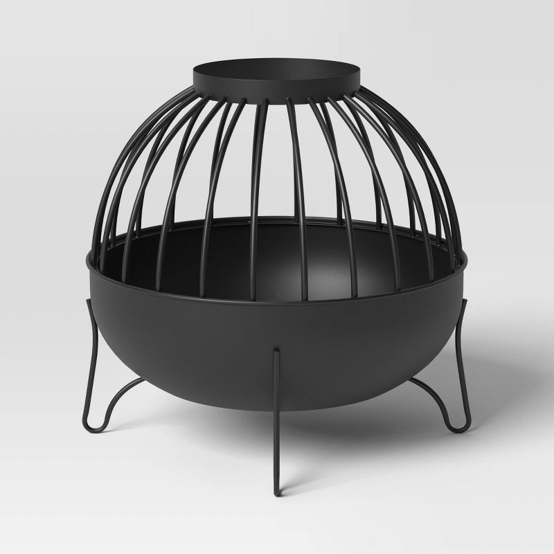 slide 1 of 4, Wood Burning Cutout Round Outdoor Fire Pit Black - Threshold™: Weather-Resistant, Includes Poker, 1 ct