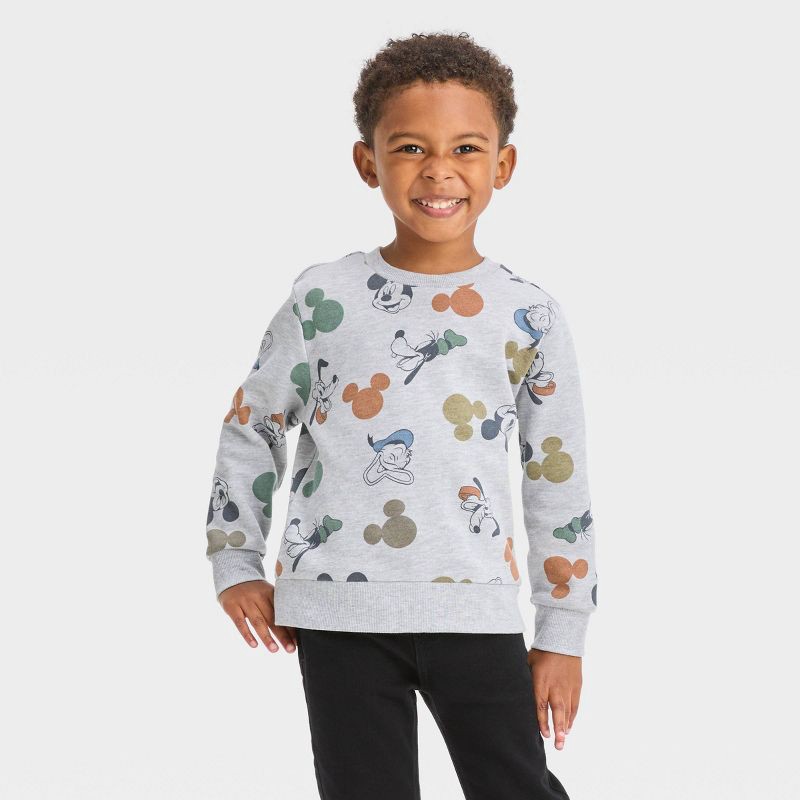 Toddler Boys Disney Mickey Mouse Fleece Pullover Sweatshirt Heather Gray 12M 1 ct Shipt