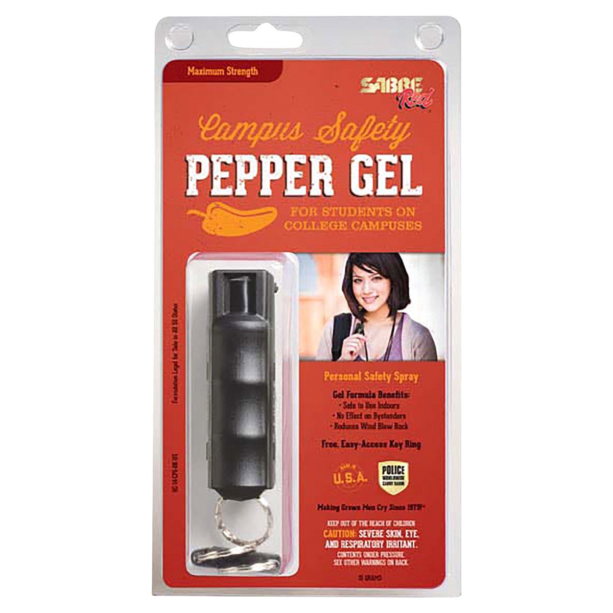 slide 1 of 1, SABRE Campus Safety Pepper Gel with Quick Release Key Ring, Black, 1 ct