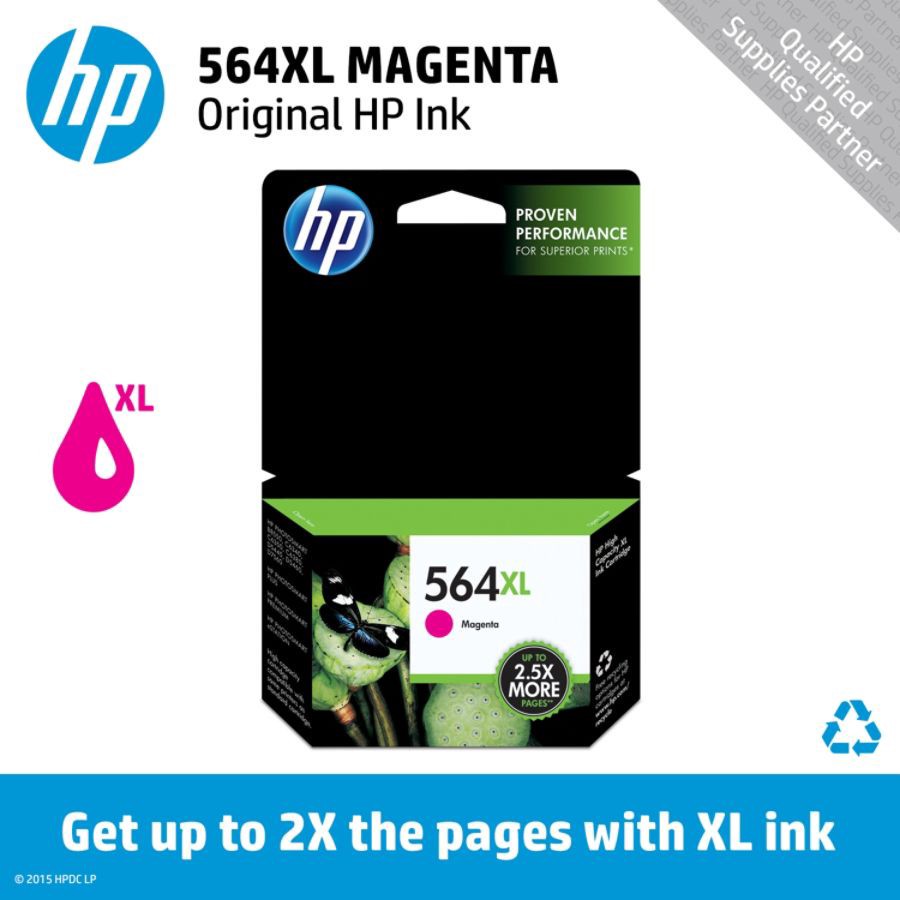 slide 3 of 6, HP High Yield Magenta Original Ink Cartridge (Cb324Wn), 564xl, 1 ct