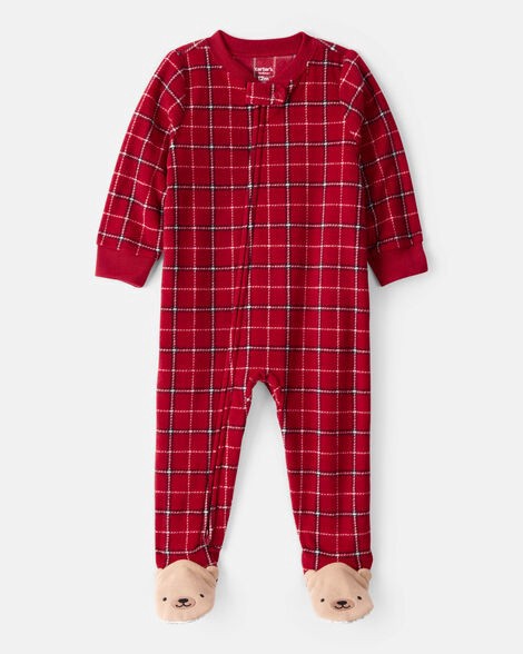 slide 1 of 3, Carter's Carters Baby Boy Plaid Print Fleece Loose Fit 1-Piece Pajamas - Red Red 18M, 1 ct