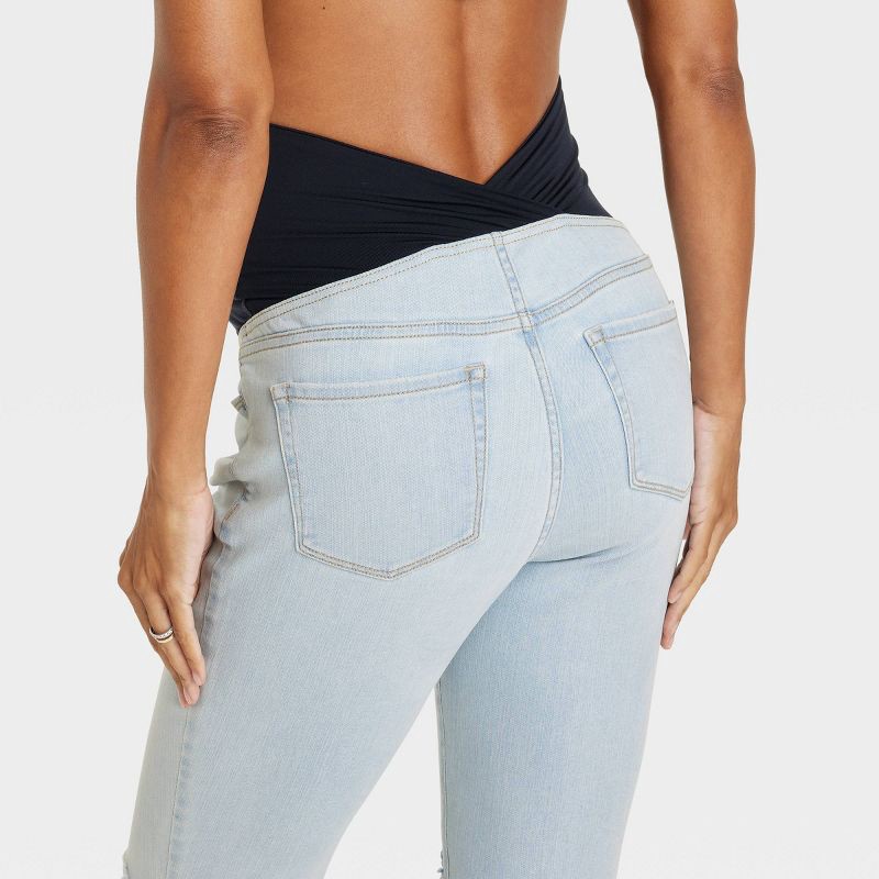 slide 5 of 5, Over Belly Skinny Maternity Pants - Isabel Maternity by Ingrid & Isabel™ Light Wash 12: High Rise, Power Stretch, Ankle Length, 1 ct