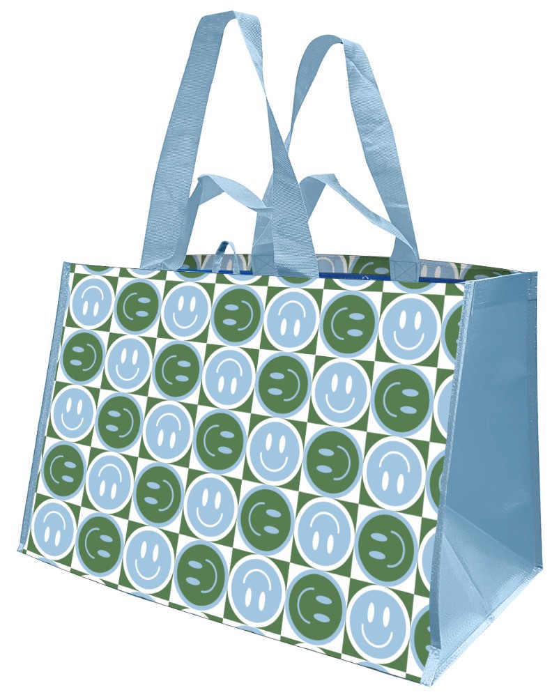 slide 1 of 1, Earthwise Smiley Checker Tote Bag, 1 ct