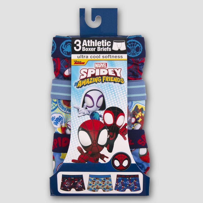 slide 2 of 4, Toddler Boys' Spider-Man 3pk Boxer Briefs - 4T: Spidey and His Amazing Friends Knit Underwear, Classic Rise, Full Waistband Elastic, 3 ct