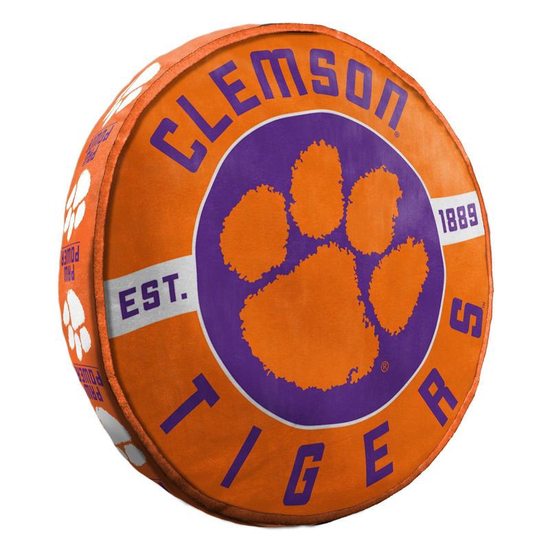 slide 2 of 3, 15'' NCAA Clemson Tigers Cloud Pillow: Sports Team Logo Round Plush, 1 ct