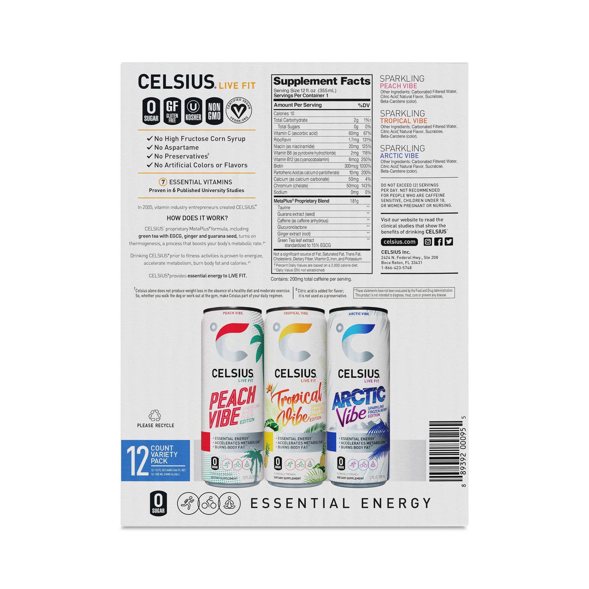 slide 5 of 7, CELSIUS VIBE Variety Pack Energy Drink - 12 ct; 12 fl oz, 12 ct; 12 fl oz