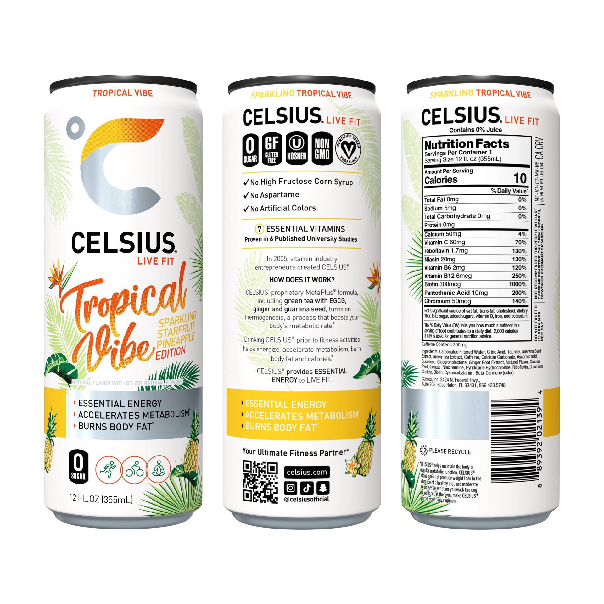 slide 4 of 7, CELSIUS VIBE Variety Pack Energy Drink - 12 ct; 12 fl oz, 12 ct; 12 fl oz