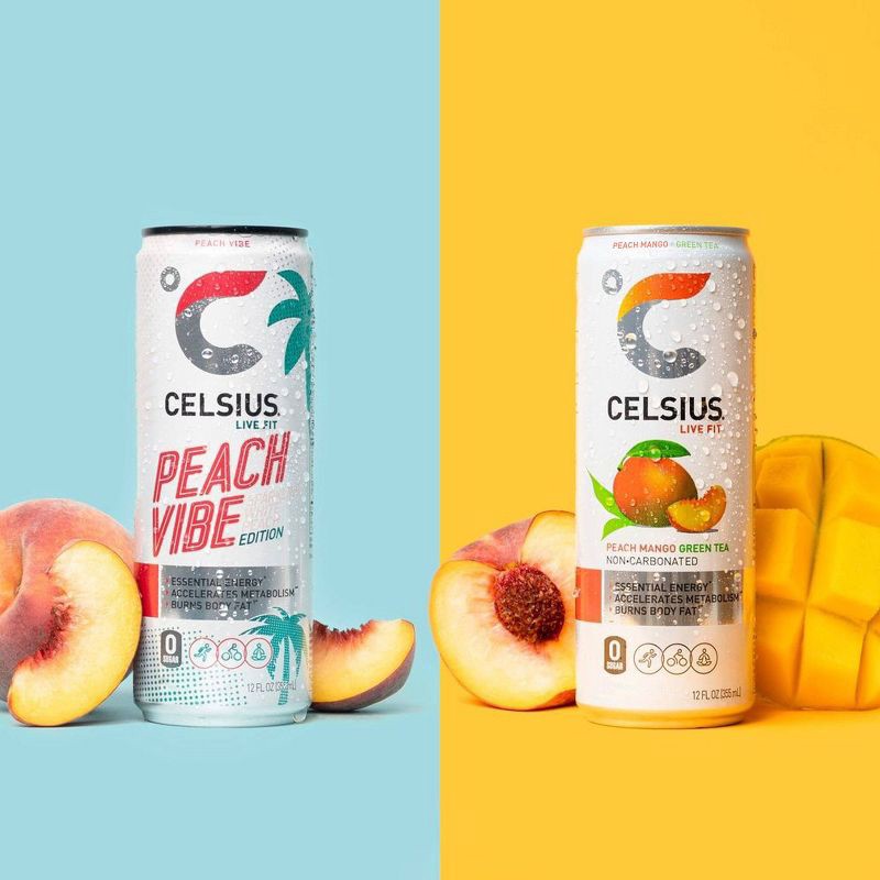 slide 5 of 5, Celsius Green Tea Peach Mango Energy Drink - 12 fl oz Can, 12 fl oz