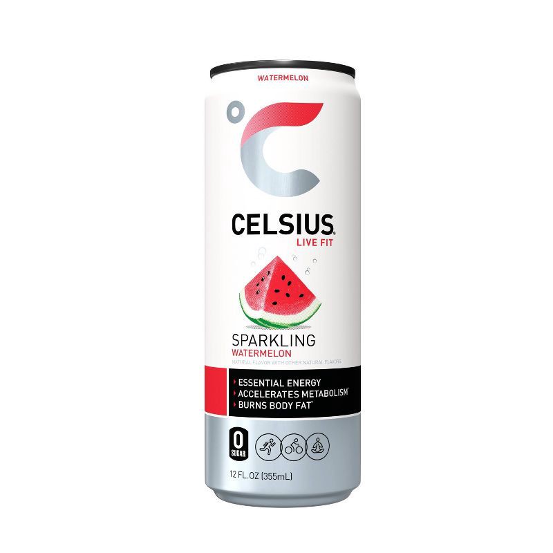 slide 1 of 5, Celsius Sparkling Watermelon Energy Drink - 12 fl oz Can, 12 fl oz