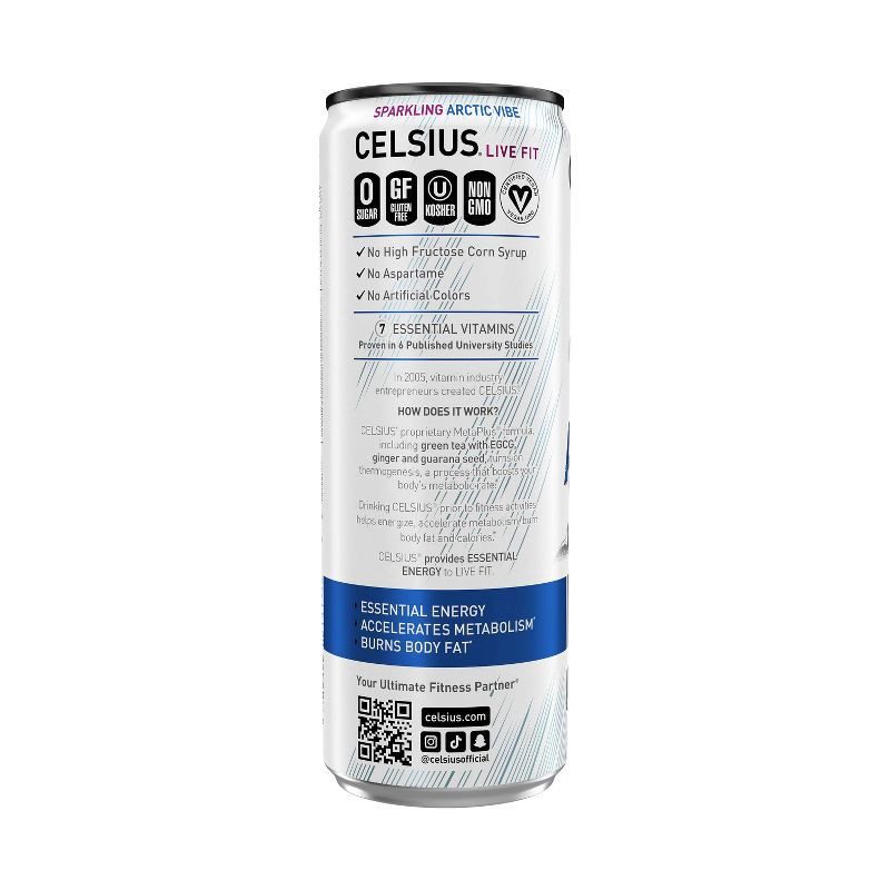 slide 2 of 5, Celsius Sparkling Arctic Vibe Energy Drink - 12 fl oz Can, 12 fl oz