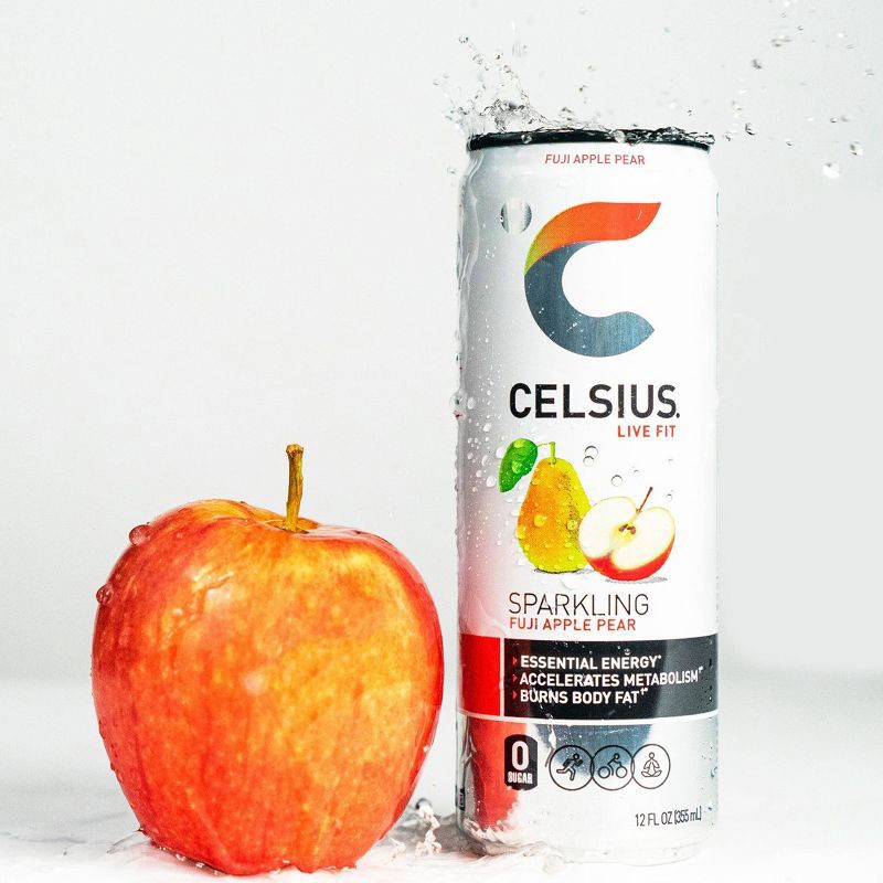 slide 5 of 5, Celsius Sparkling Fuji Apple Pear Energy Drink - 12 fl oz Can, 12 fl oz