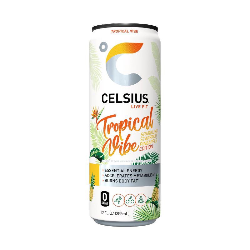 slide 1 of 5, Celsius Tropical Vibe Energy Drink - 12 fl oz Can, 12 fl oz