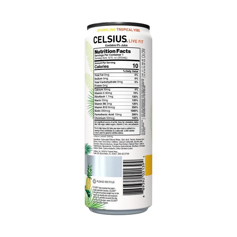 slide 3 of 5, Celsius Tropical Vibe Energy Drink - 12 fl oz Can, 12 fl oz