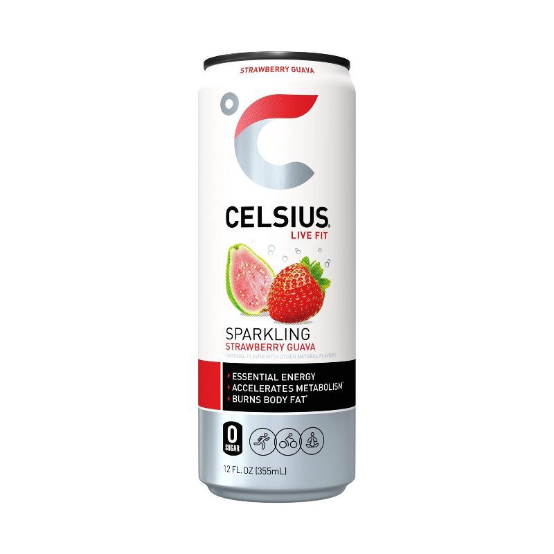 slide 1 of 5, Celsius Sparkling Strawberry Guava Energy Drink - 12 fl oz Can, 12 fl oz